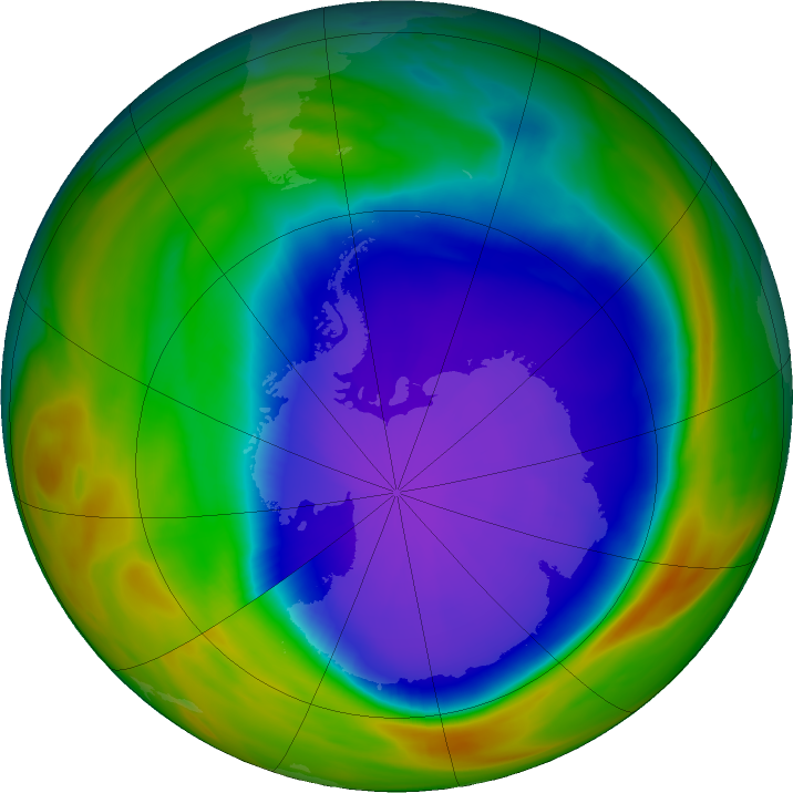 Antarctic ozone map for 30 September 2018